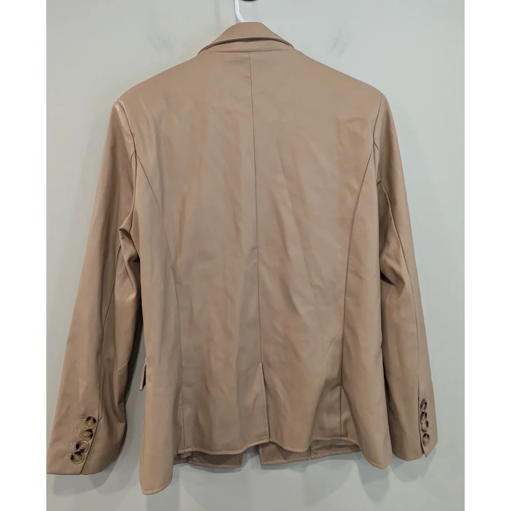 Evereve Tan West Bank Faux Leather Blazer Size Large